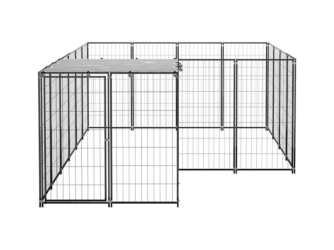 Chenil extérieur cage enclos noire 330 x 220 x 110 cm 02_0000547