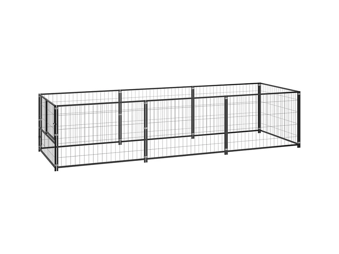 Chenil extérieur cage enclos noire 300 x 100 x 70 cm 02_0000519