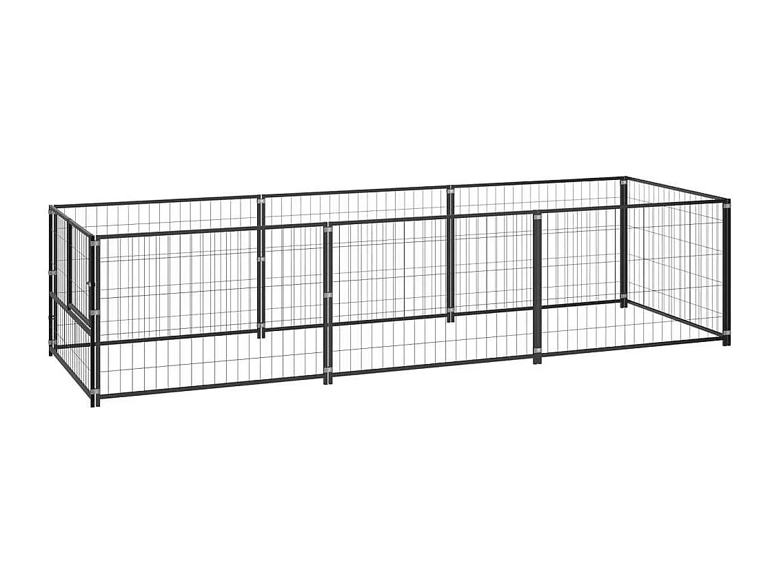 Cuccia da esterno gabbia recinto parco animali cane nero 3 m² acciaio 02_0000519