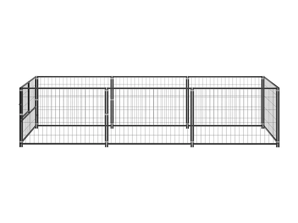 Cuccia da esterno gabbia recinto parco animali cane nero 3 m² acciaio 02_0000519