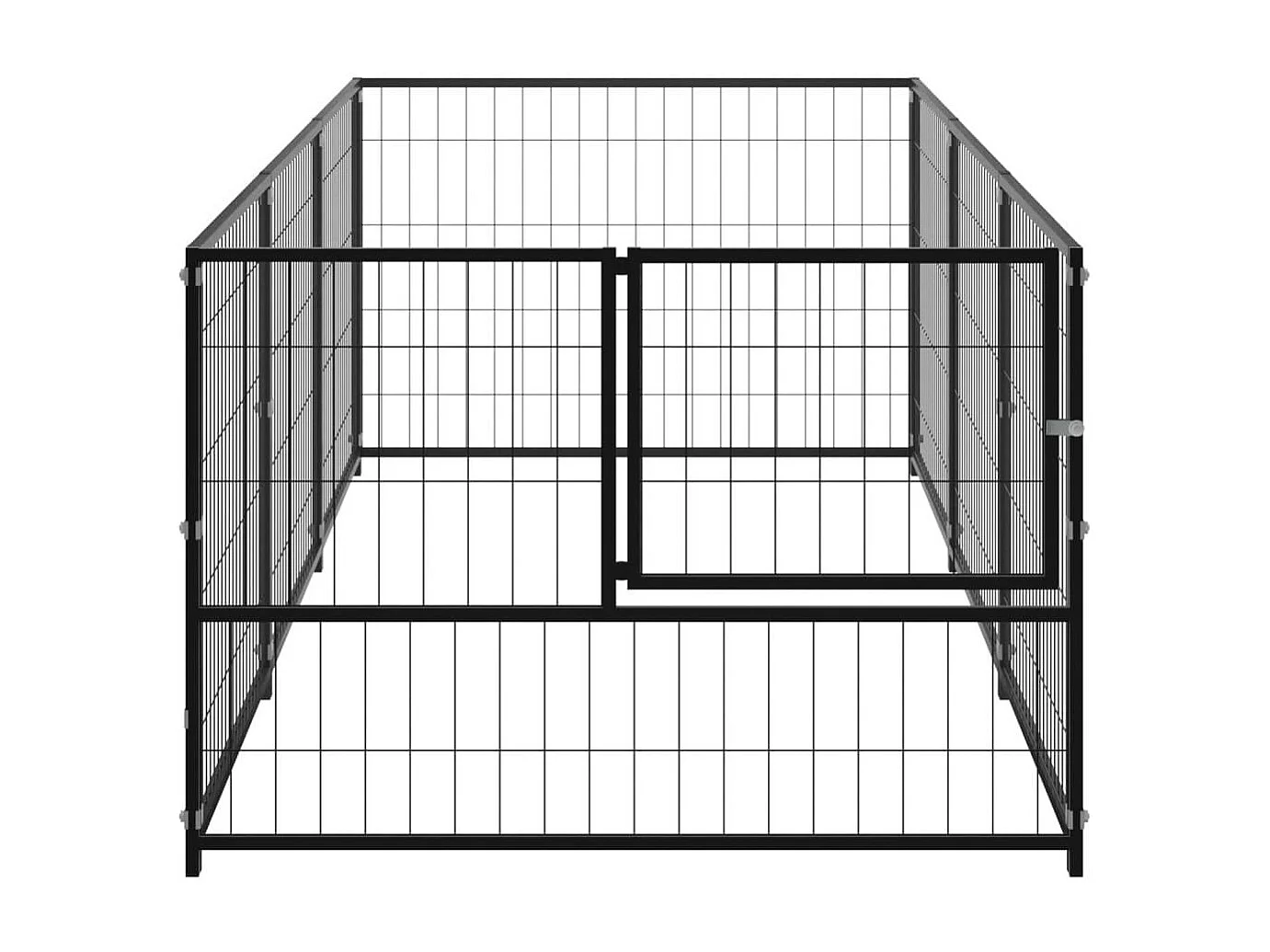 Cuccia da esterno gabbia recinto parco animali cane nero 3 m² acciaio 02_0000519