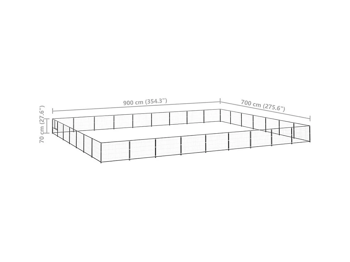 Chenil extérieur cage enclos noire 900 x 700 x 70 cm 02_0000550