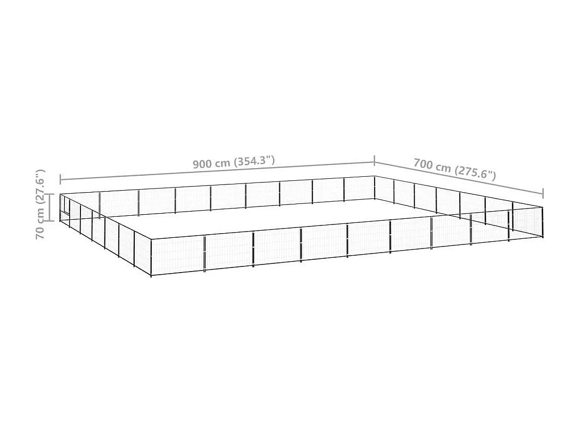 Cuccia da esterno gabbia recinto parco animali cane nero 63 m² acciaio 02_0000550