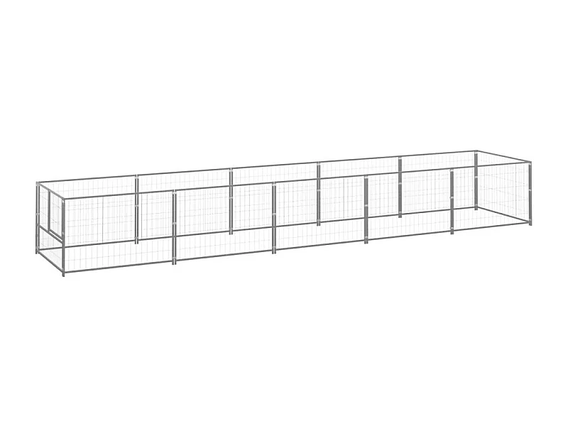 Chenil extérieur cage enclos argenté 500 x 100 x 70 cm 02_0000285
