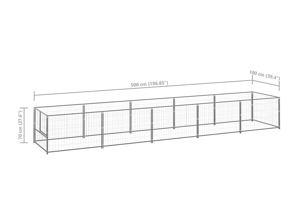 Gaiola para canil externo pet park dog prata 5 m² aço 02_0000285