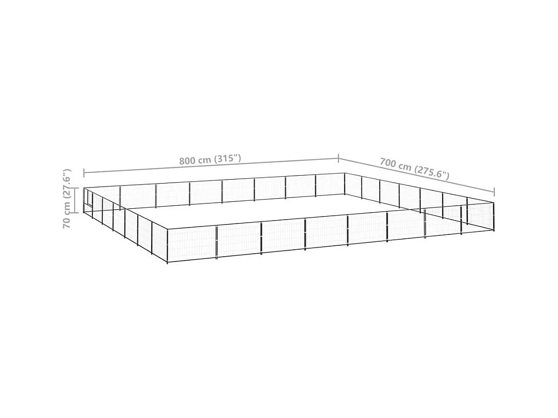 Chenil extérieur cage enclos noire 800 x 700 x 70 cm 02_0000543