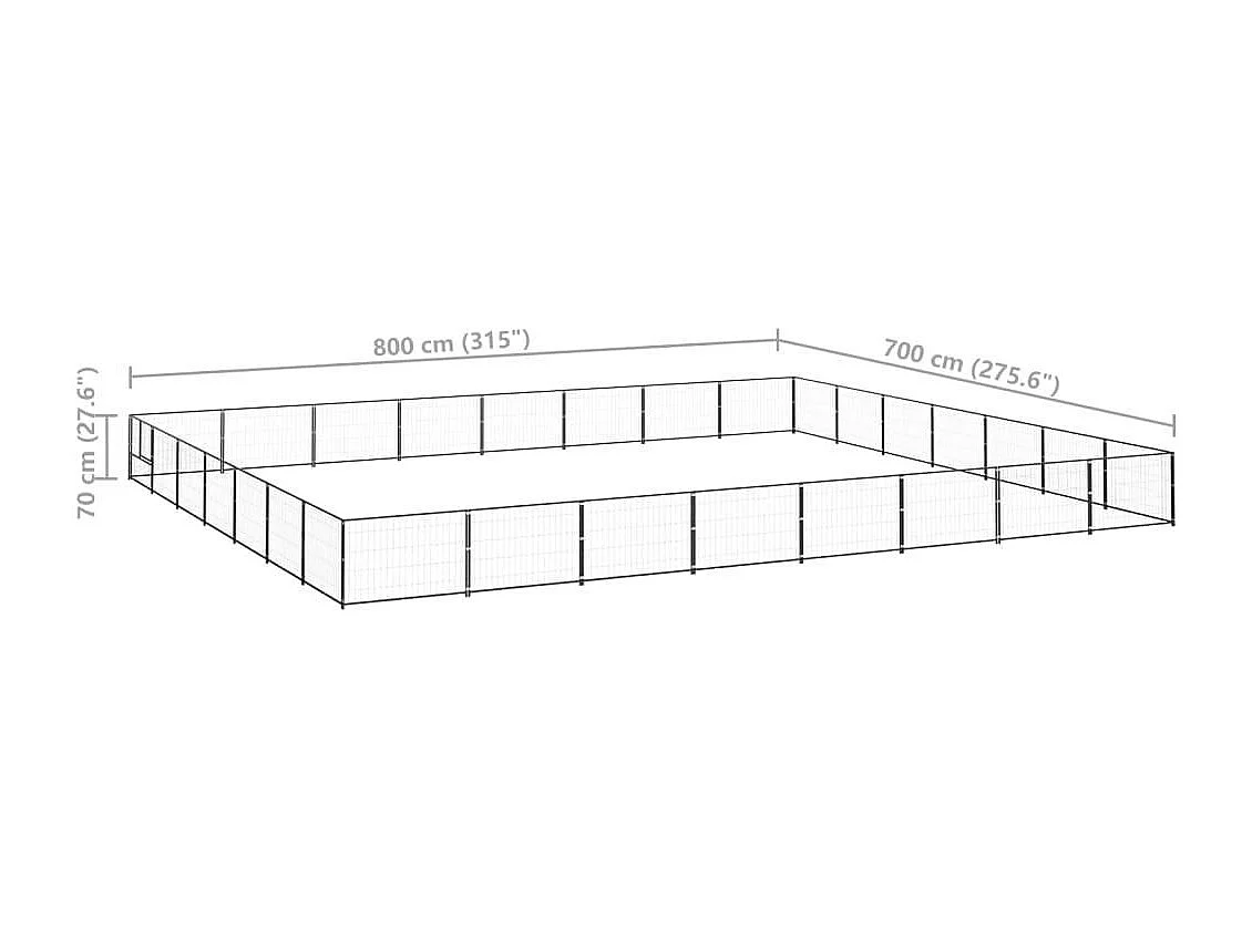 Chenil extérieur cage enclos noire 800 x 700 x 70 cm 02_0000543