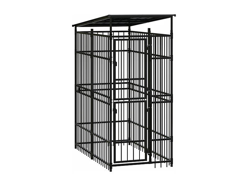Canil gaiola exterior animal pac com teto para cães aço 1,84 m² preto 02_0041729