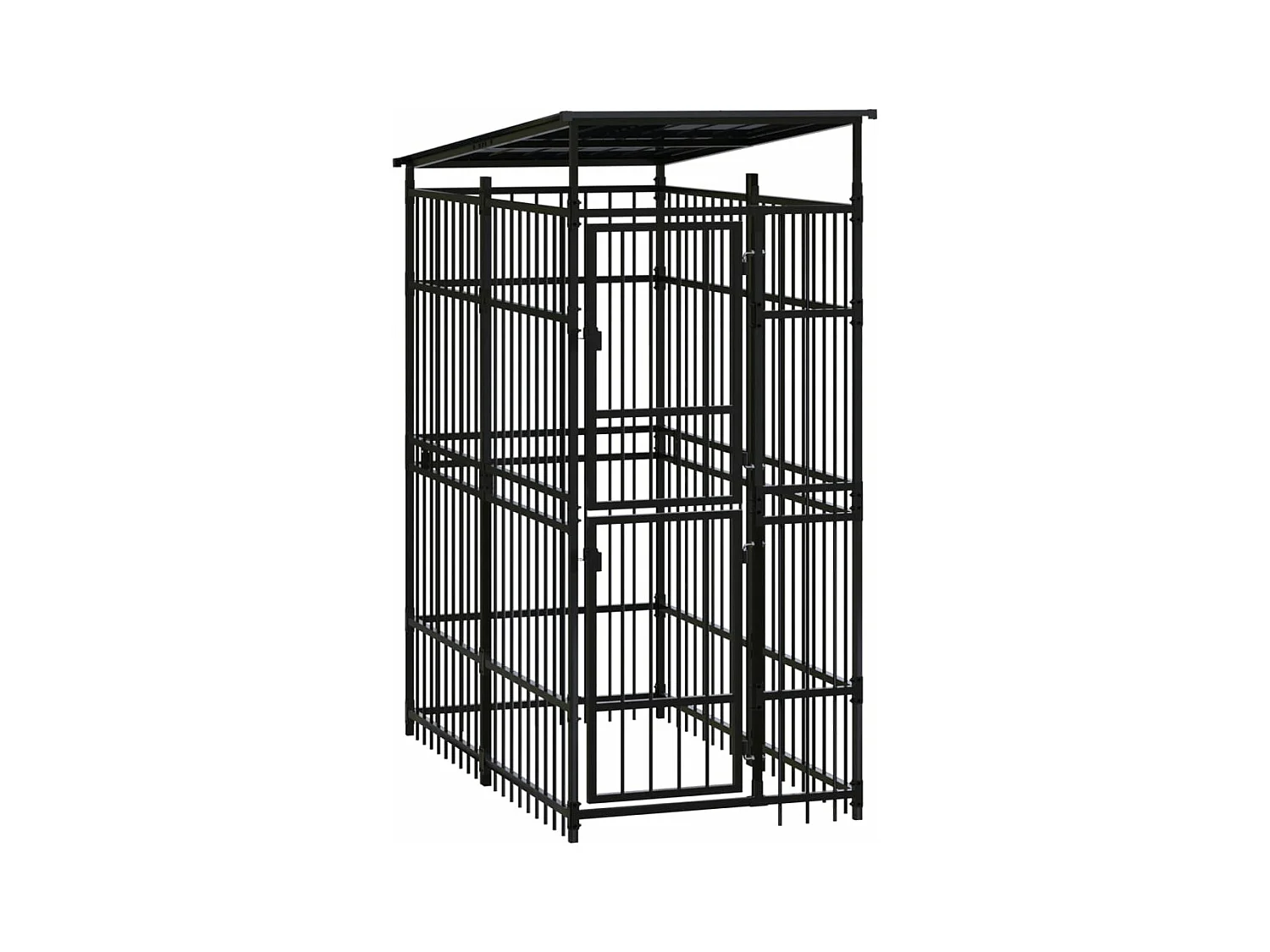 Cuccia gabbia per animali da esterno pac con tetto per cani in acciaio 1,84 m² nero 02_0041729