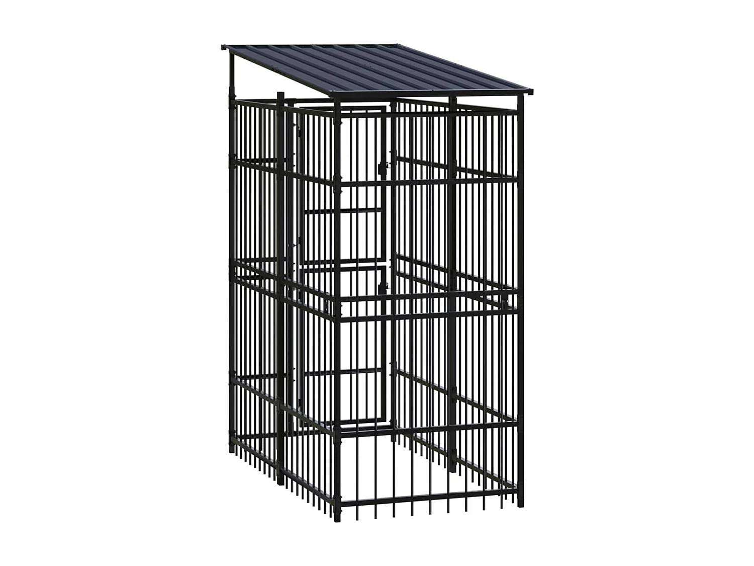 Jaula para perrera exterior animal pac con techo para perros acero 1,84 m² negro 02_0041729