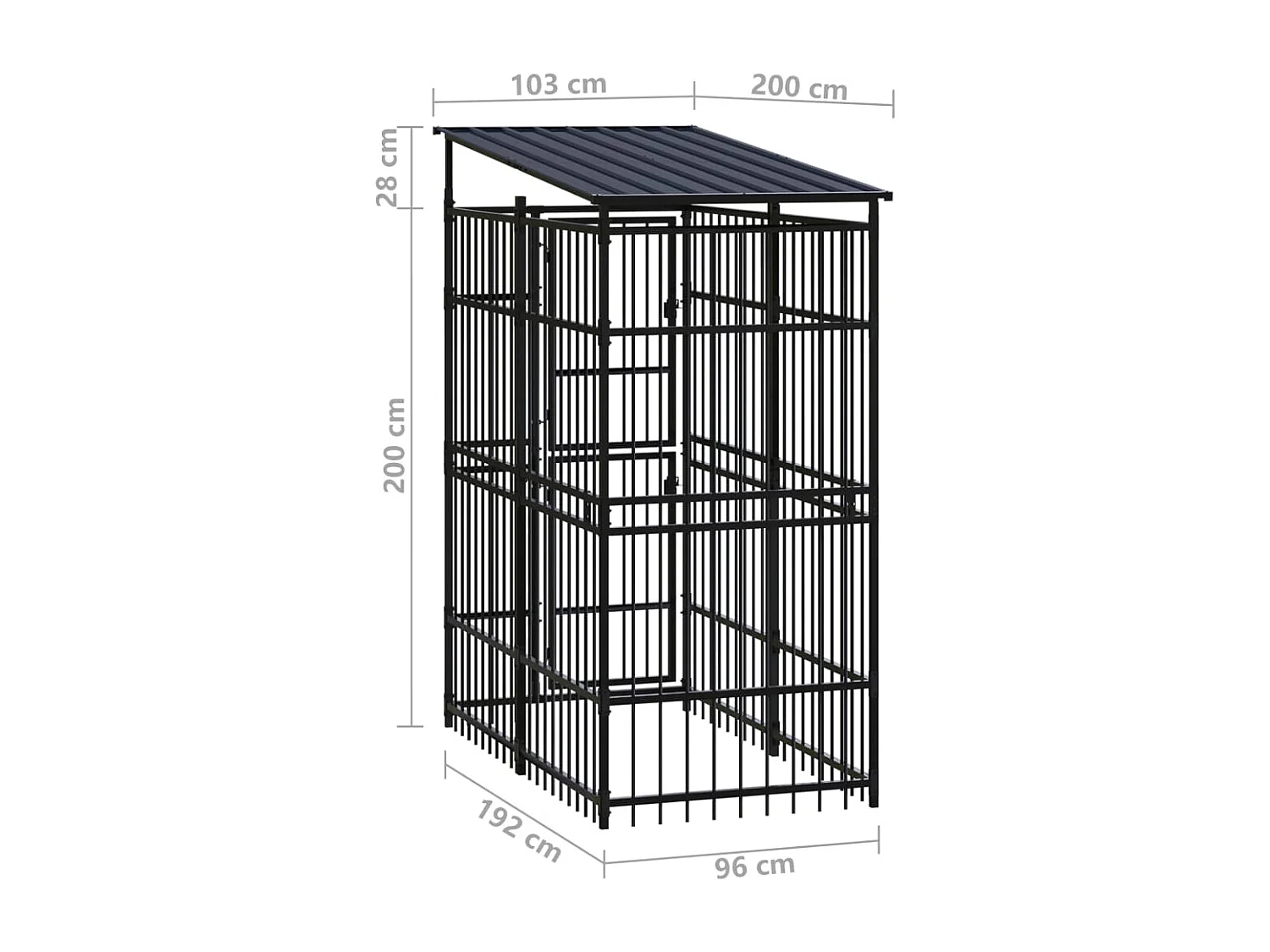 Jaula para perrera exterior animal pac con techo para perros acero 1,84 m² negro 02_0041729