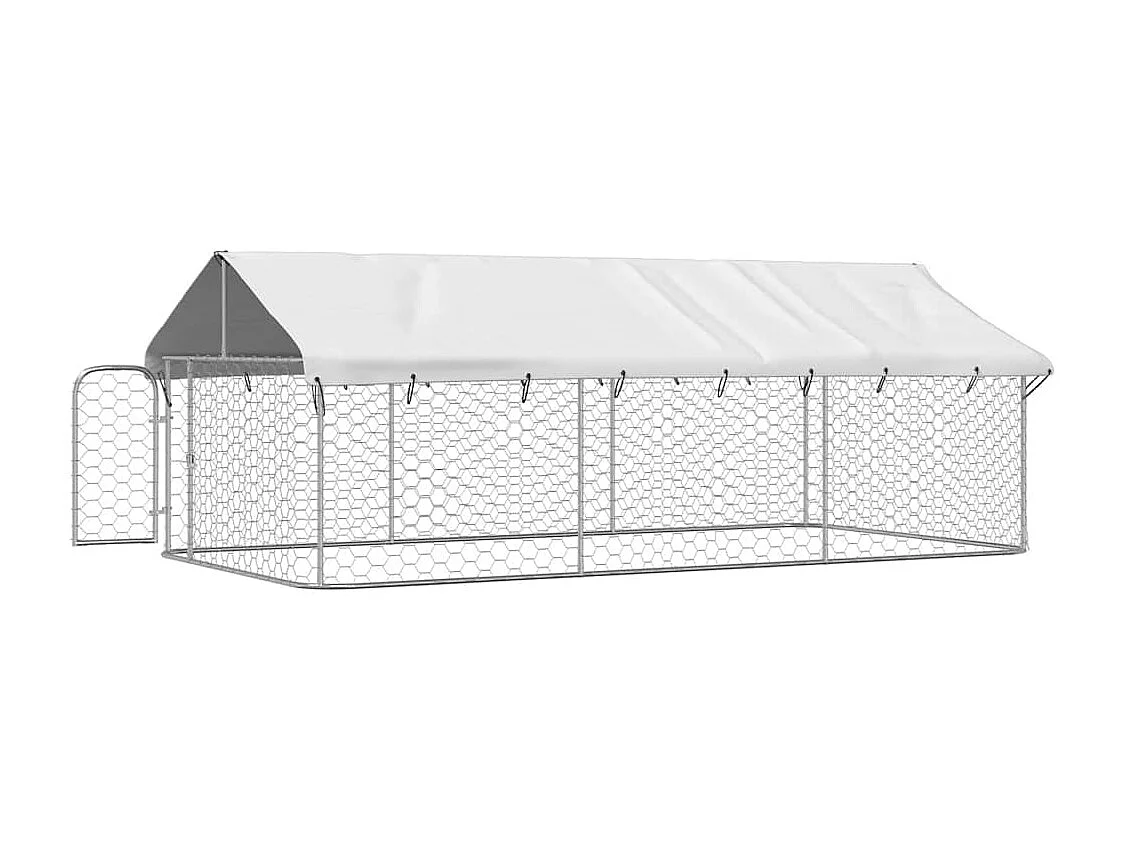 Gaiola para canil exterior animal pac com telhado 400 x 200 x 150 cm Prata 02_0041910