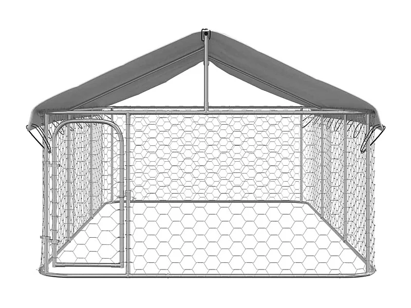 Jaula para perrera exterior con techo para animales 400 x 200 x 150 cm Plata 02_0041910