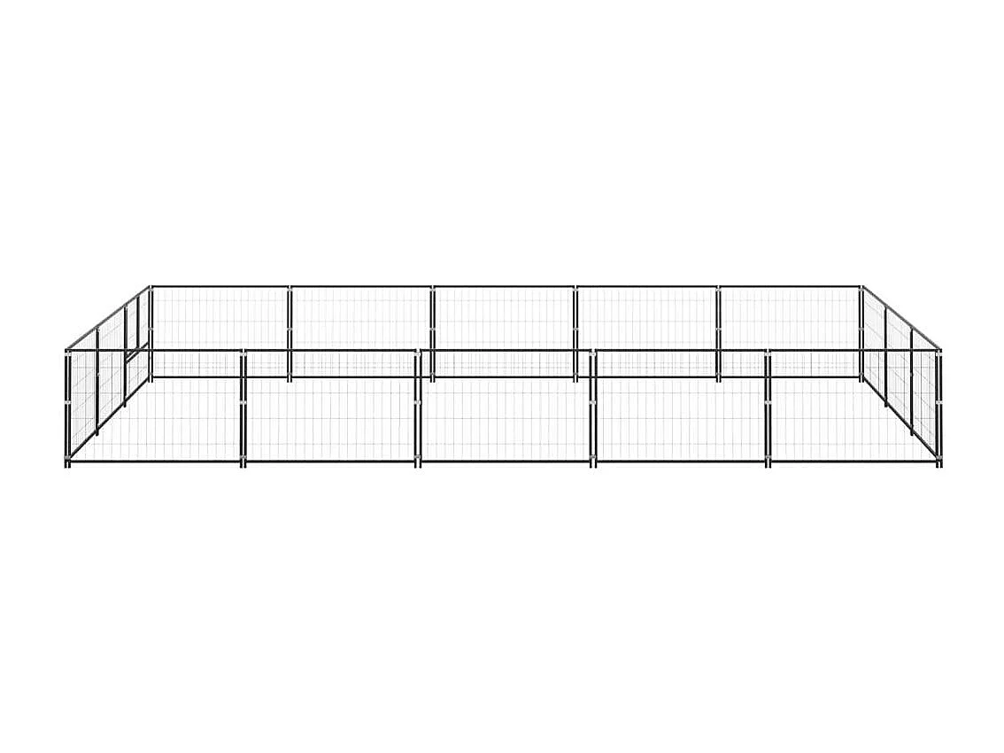 Jaula para perrera de exterior, recinto para parque de animales, perro, negro, 15 m², acero 02_0000496