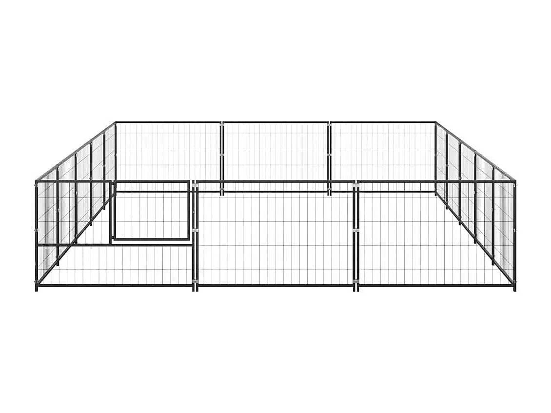 Jaula para perrera de exterior, recinto para parque de animales, perro, negro, 15 m², acero 02_0000496