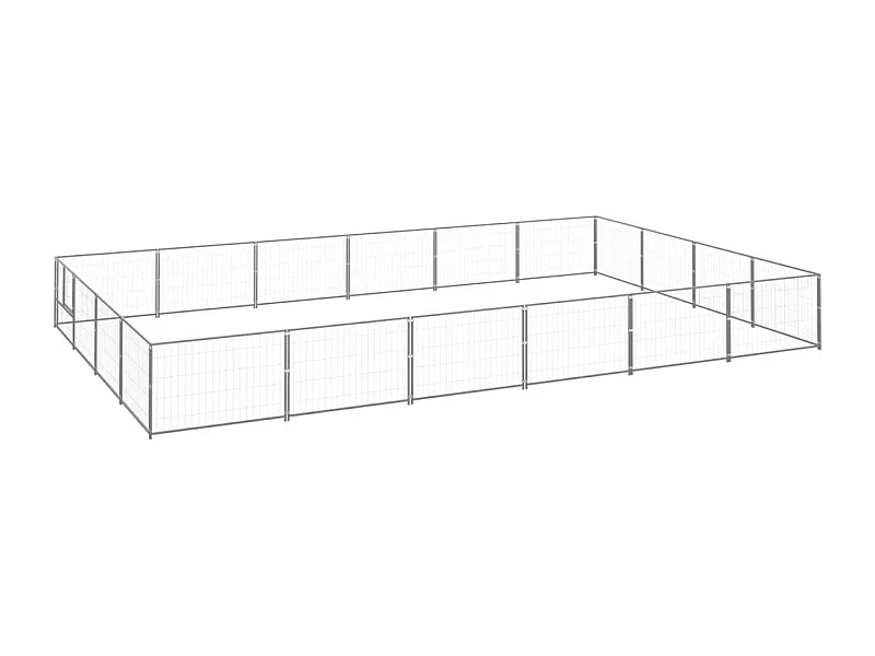 Jaula para perrera exterior, parque para mascotas, perro, plata, 24 m², acero 02_0000257