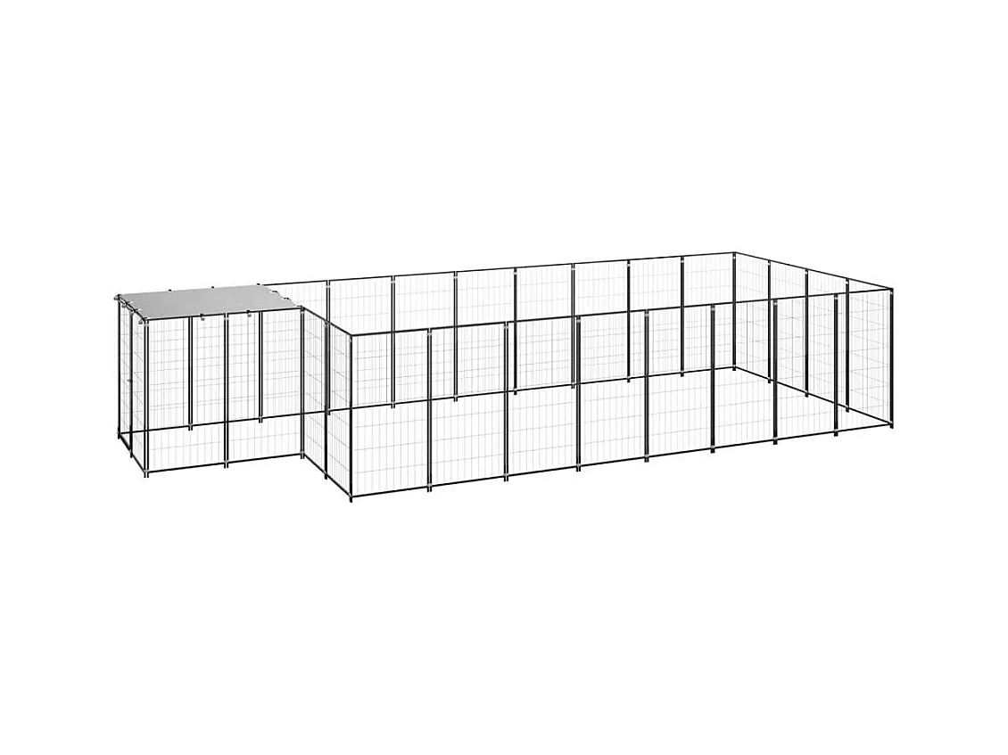 Gaiola para canil externo parque para cães animais 10,89 m² 110 cm aço preto 02_0000486