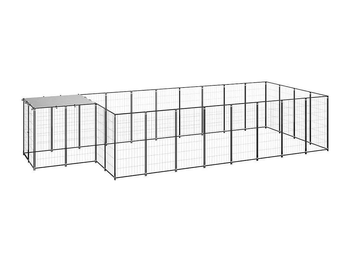 Jaula para perrera exterior parque para animales perro 10,89 m² 110 cm acero negro 02_0000486