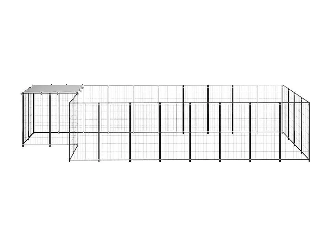 Jaula para perrera exterior parque para animales perro 10,89 m² 110 cm acero negro 02_0000486