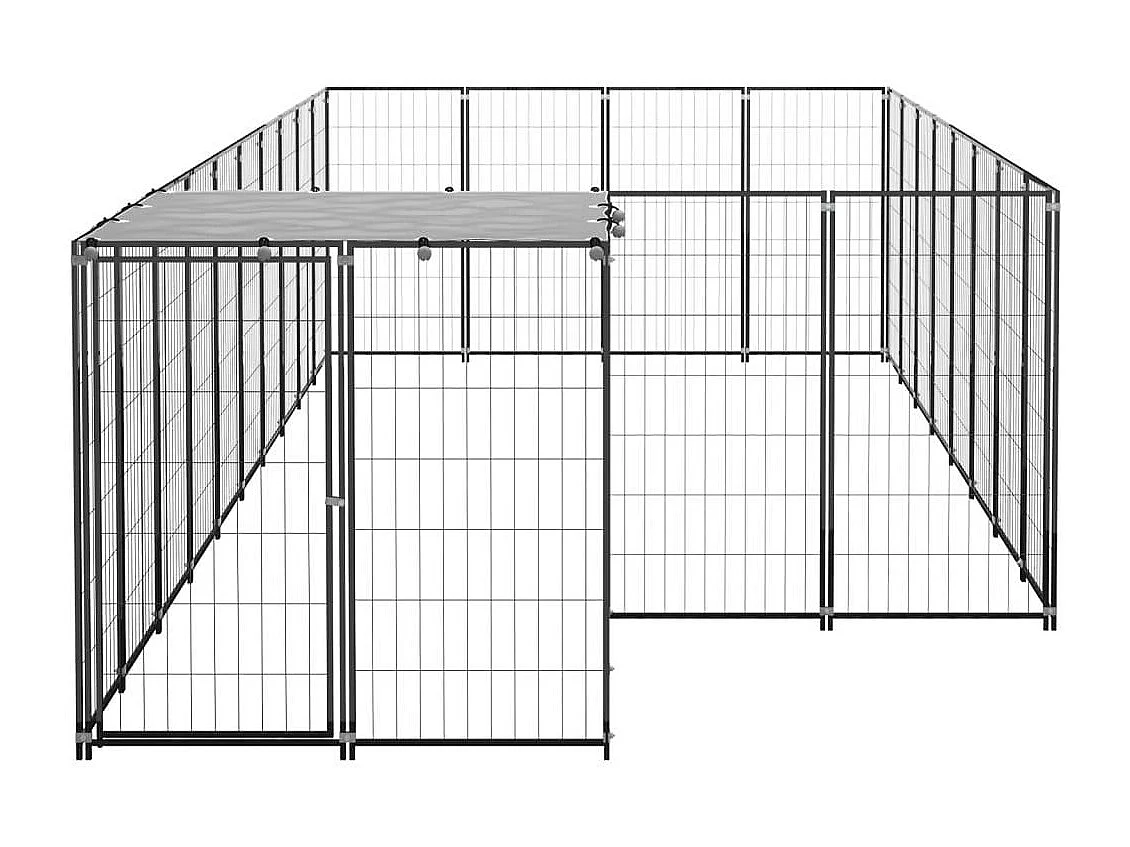 Jaula para perrera exterior parque para animales perro 10,89 m² 110 cm acero negro 02_0000486
