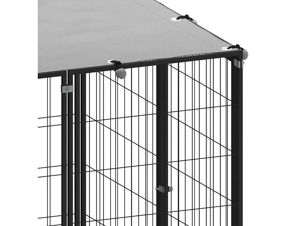 Jaula para perrera exterior parque para animales perro 10,89 m² 110 cm acero negro 02_0000486
