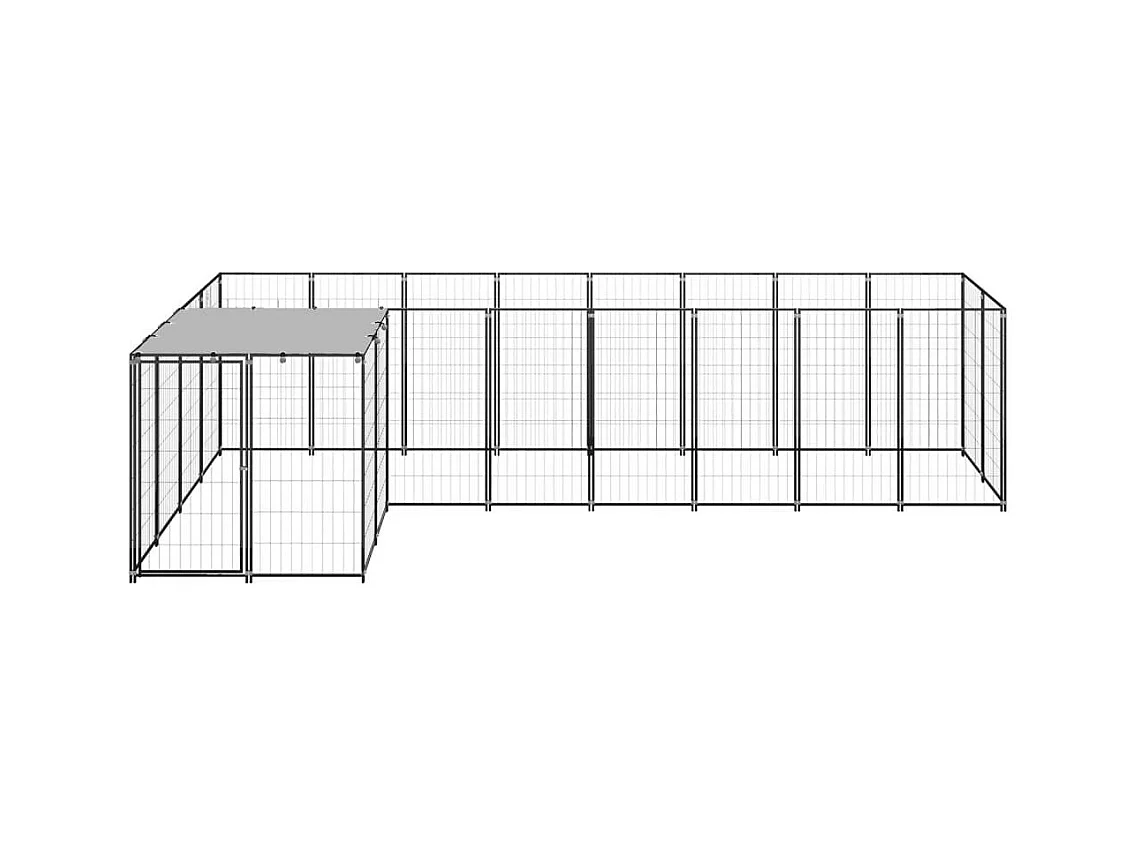 Chenil extérieur cage enclos noire 220 x 440 x 110 cm 02_0000548