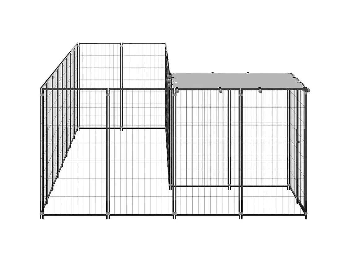 Chenil extérieur cage enclos noire 220 x 440 x 110 cm 02_0000548