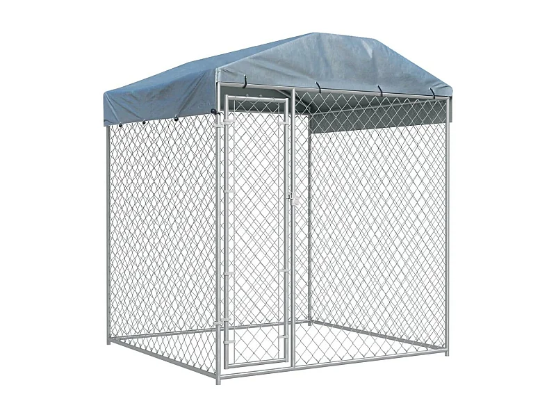 Jaula para perrera exterior, parque infantil para animales, perro exterior con techo para perros 225 cm 02_0000324