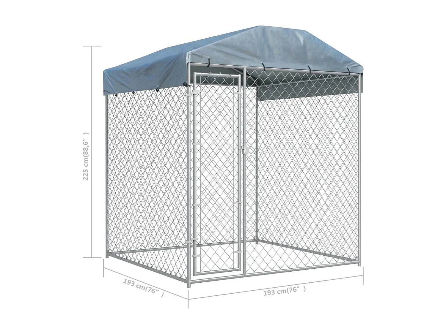 Jaula para perrera exterior, parque infantil para animales, perro exterior con techo para perros 225 cm 02_0000324