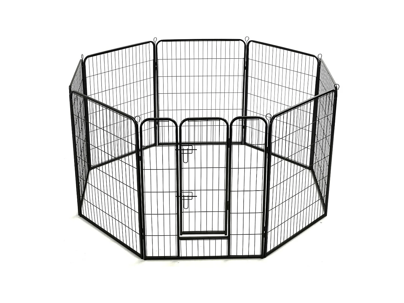 Box per cani cuccioli animali 8 pannelli in acciaio 80 x 100 cm nero 02_0000567