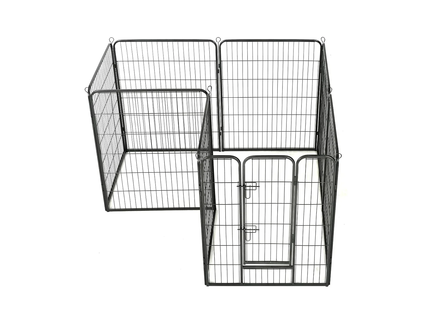 Box per cani cuccioli animali 8 pannelli in acciaio 80 x 100 cm nero 02_0000567