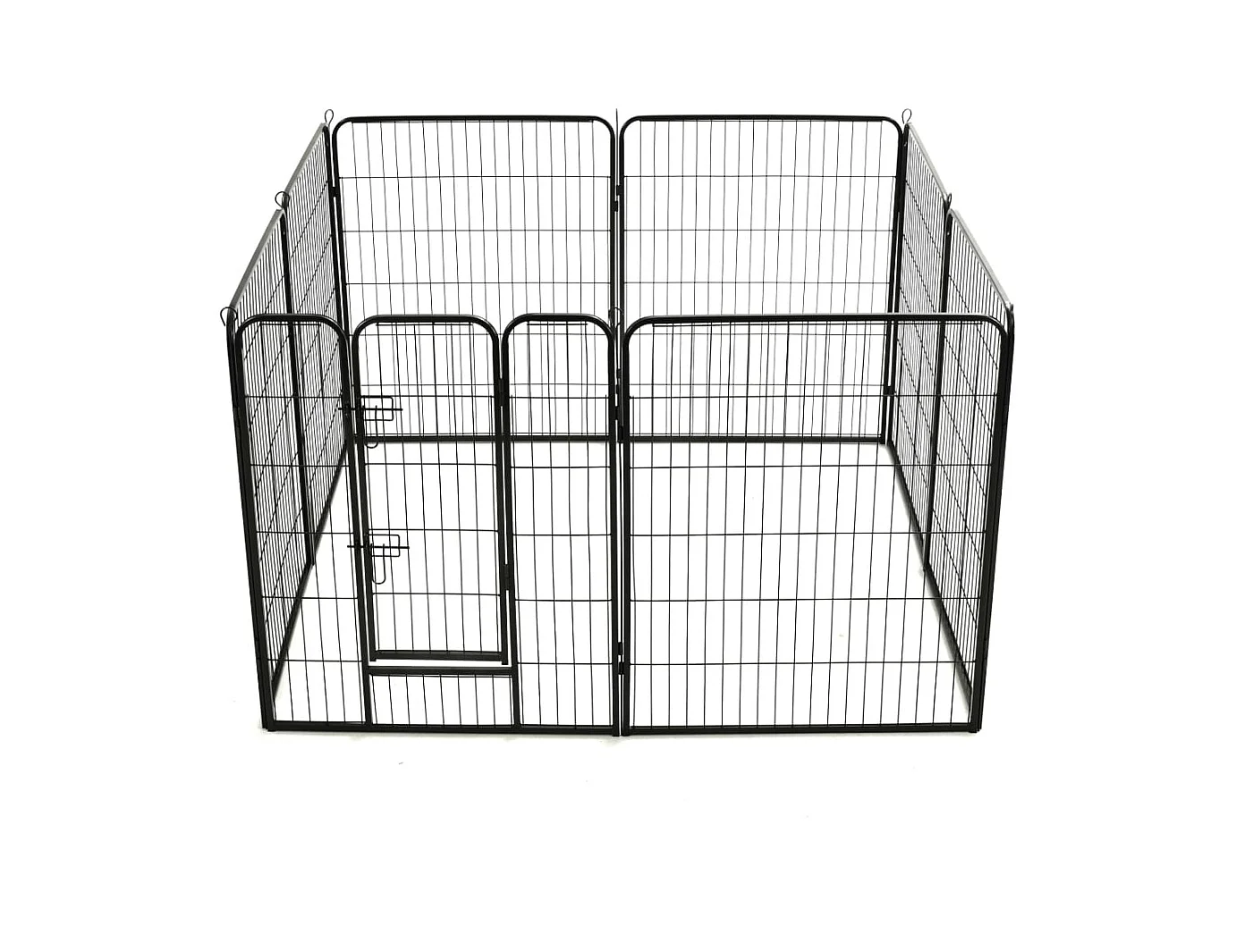 Box per cani cuccioli animali 8 pannelli in acciaio 80 x 100 cm nero 02_0000567