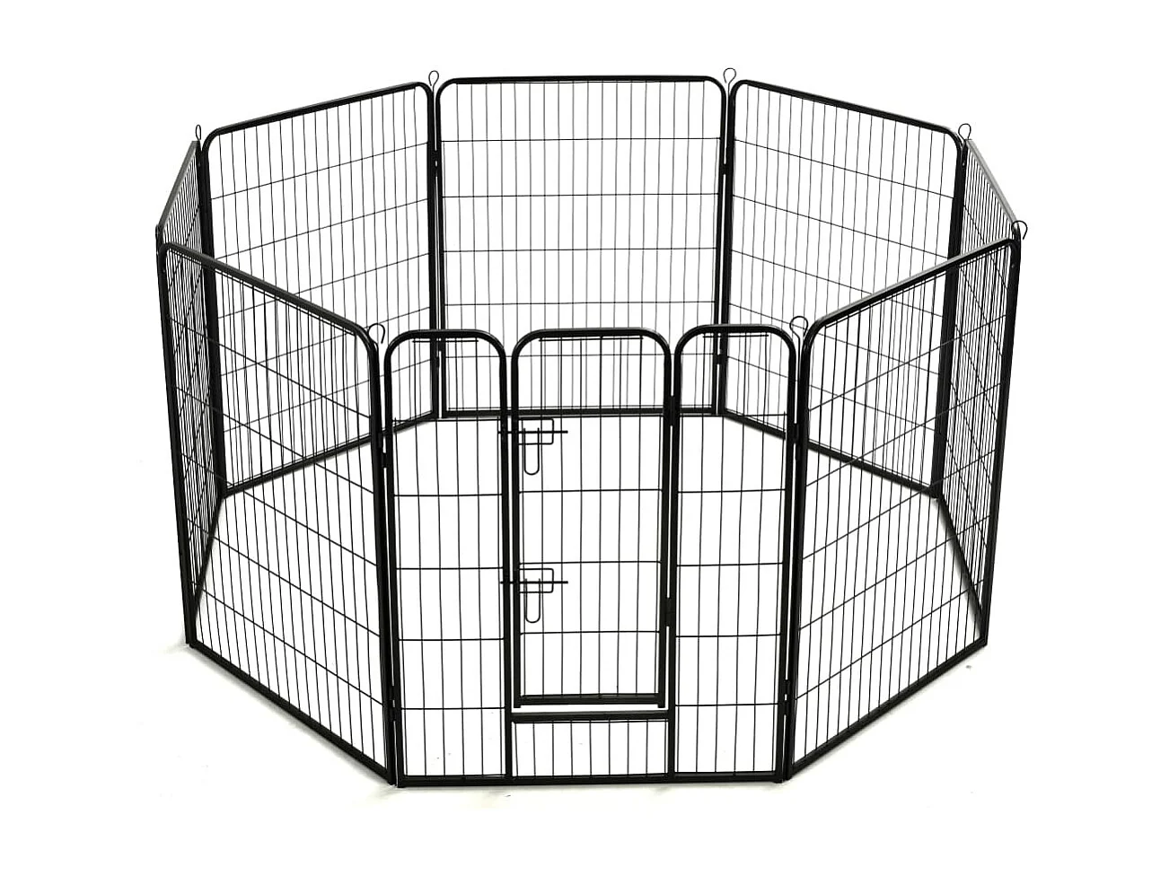 Box per cani cuccioli animali 8 pannelli in acciaio 80 x 100 cm nero 02_0000567