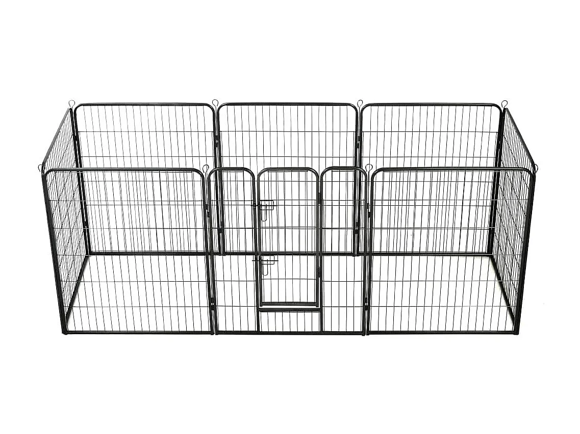 Box per cani cuccioli animali 8 pannelli in acciaio 80 x 100 cm nero 02_0000567