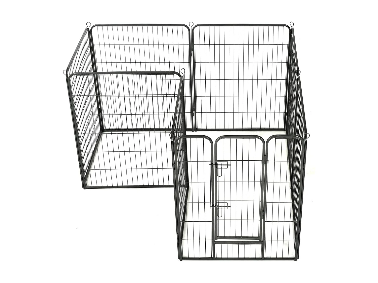 Box per cani cuccioli animali 8 pannelli in acciaio 80 x 100 cm nero 02_0000567