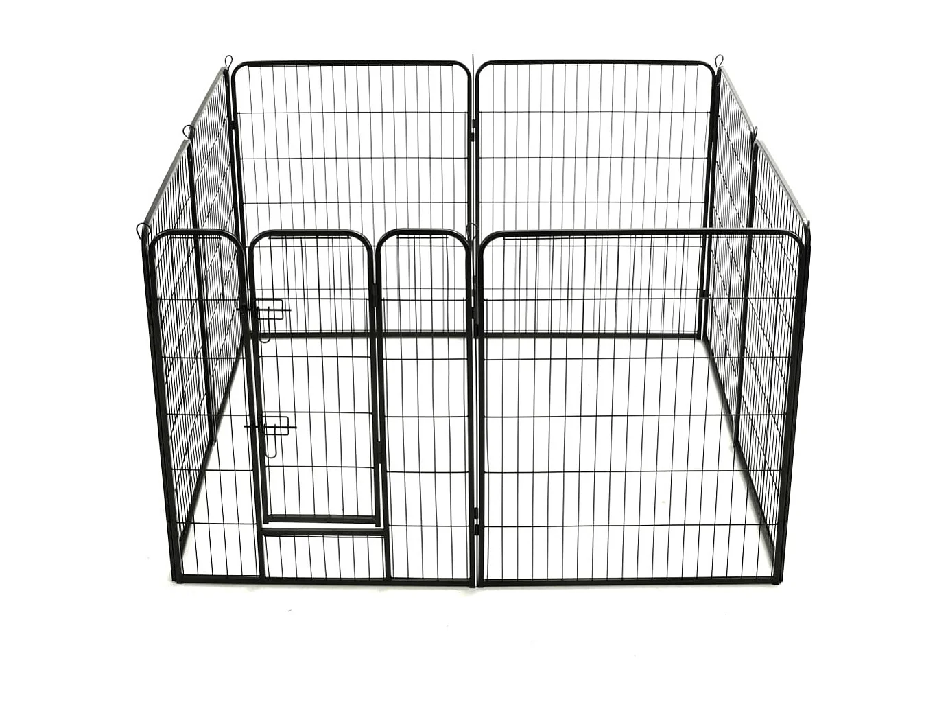 Box per cani cuccioli animali 8 pannelli in acciaio 80 x 100 cm nero 02_0000567