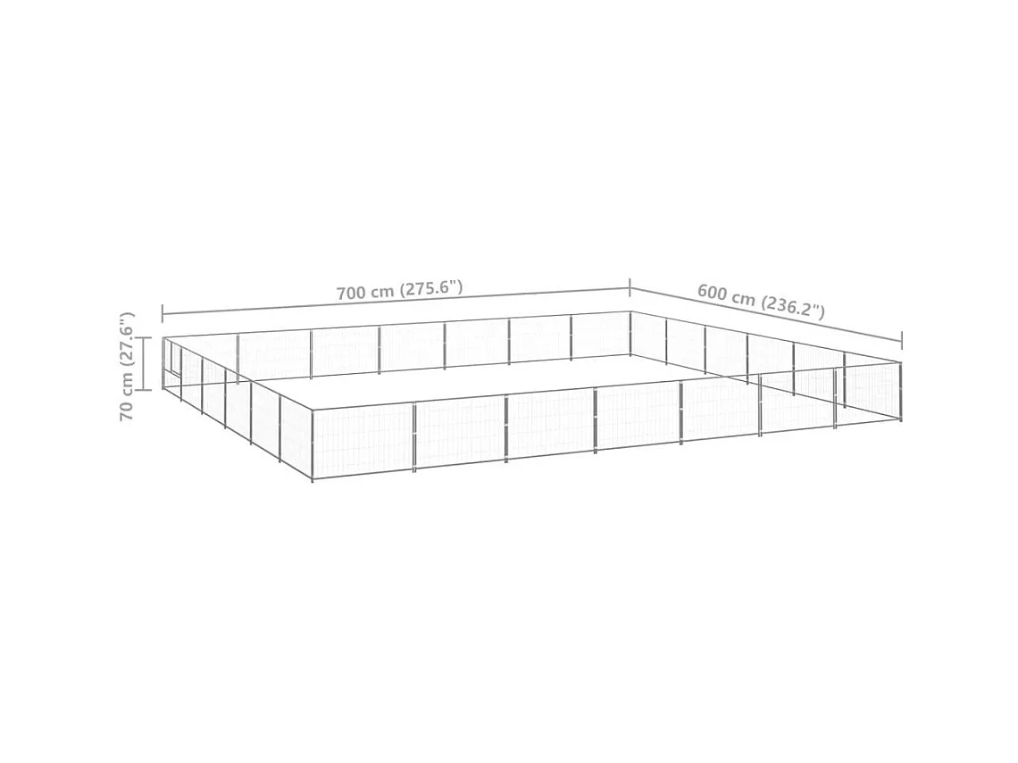 Chenil extérieur cage enclos argenté 700 x 600 x 700 cm 02_0000281
