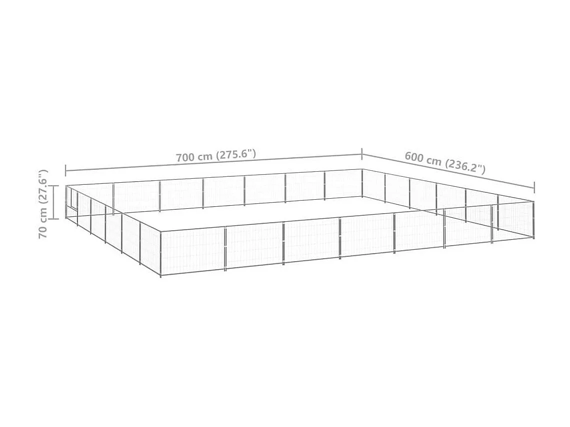 Chenil extérieur cage enclos argenté 700 x 600 x 700 cm 02_0000281