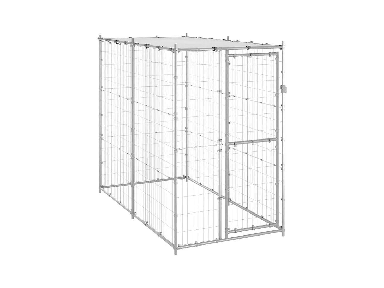 Gaiola para canil ao ar livre cercadinho para animais ao ar livre para cães em aço galvanizado com telhado 110 x 220 x 180 cm 02_0000431