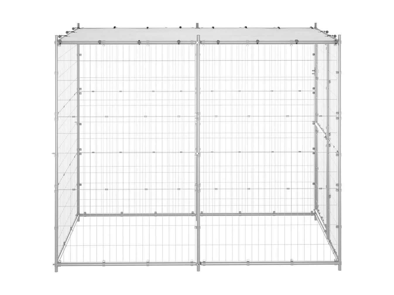 Jaula para caseta de exterior, parque para animales, perro de exterior, acero galvanizado, con techo, 110 x 220 x 180 cm 02_0000431