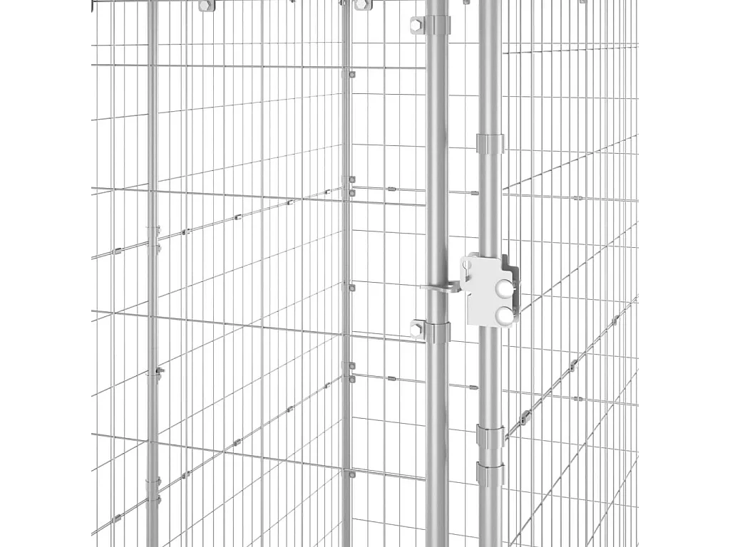 Jaula para caseta de exterior, parque para animales, perro de exterior, acero galvanizado, con techo, 110 x 220 x 180 cm 02_0000431