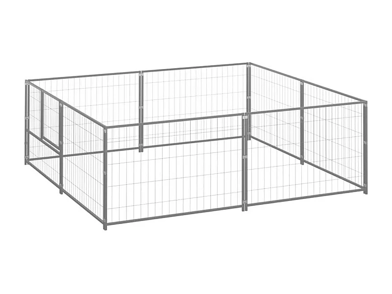 Chenil extérieur cage enclos argenté 200 x 200 x 70 cm 02_0000276