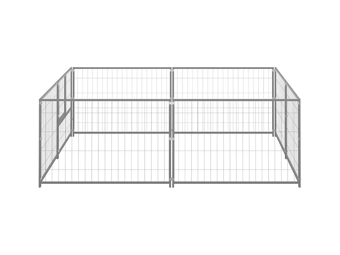 Chenil extérieur cage enclos argenté 200 x 200 x 70 cm 02_0000276