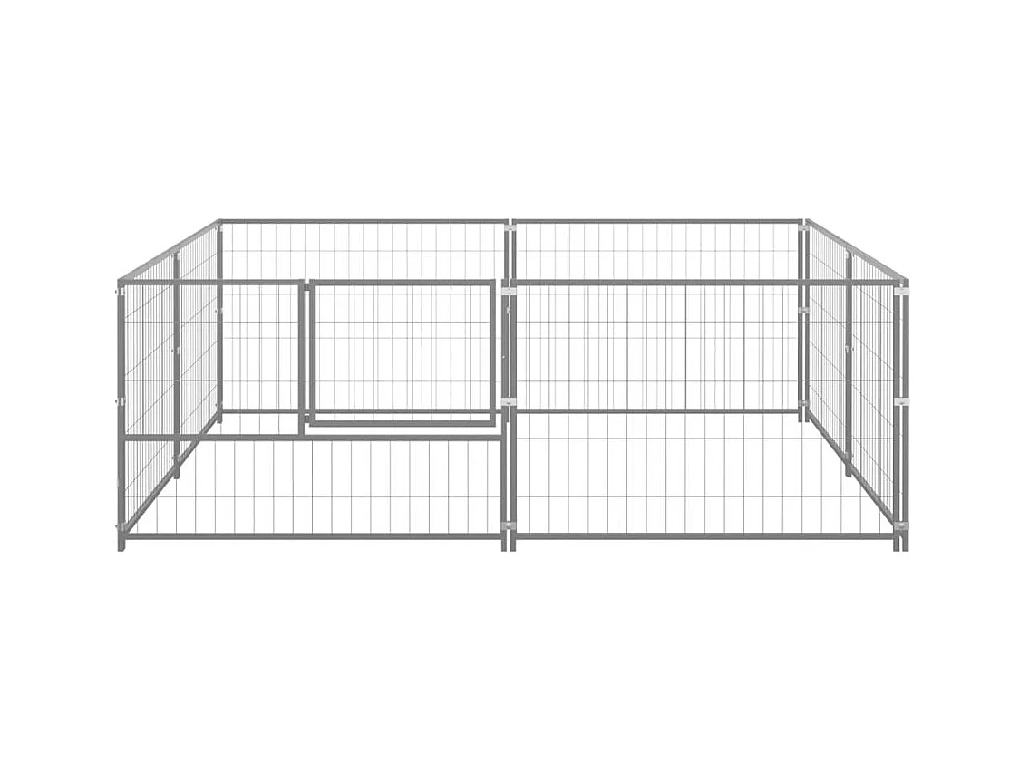 Chenil extérieur cage enclos argenté 200 x 200 x 70 cm 02_0000276