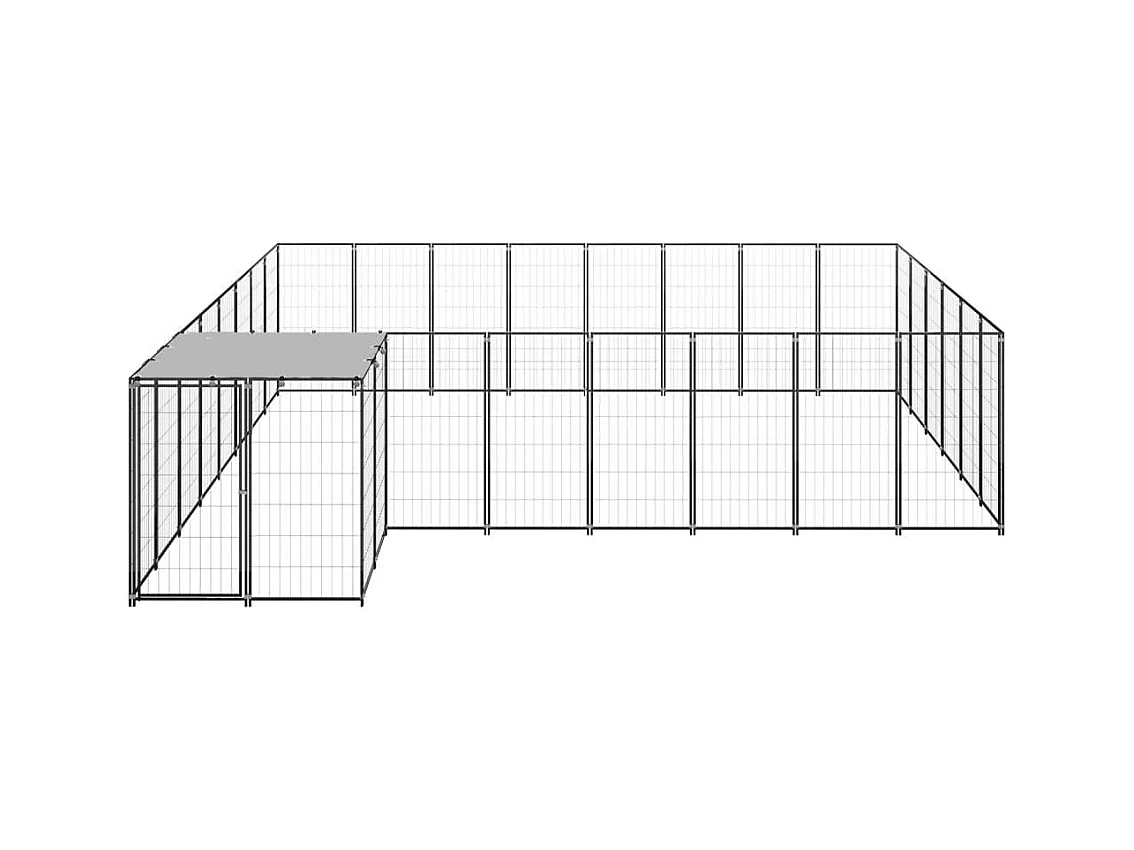Chenil extérieur cage enclos noire 440 x 440 x 110 cm 02_0000498