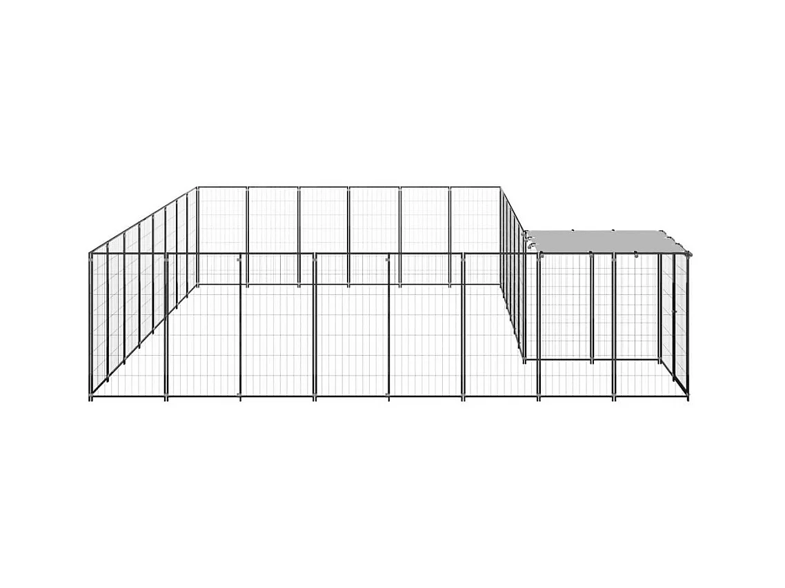 Chenil extérieur cage enclos noire 440 x 440 x 110 cm 02_0000498