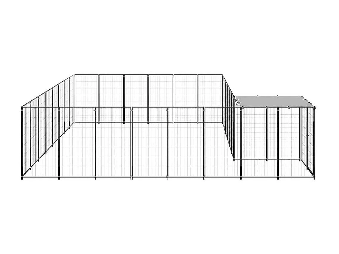 Caseta exterior para jaula, parque para animales y perros, 15,73 m², 110 cm, acero negro 02_0000498
