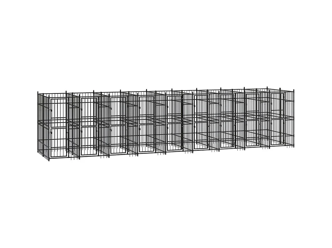 Gabbia per cuccia recinto per animali da esterno per cani in acciaio 16,59 m² nero 02_0041801