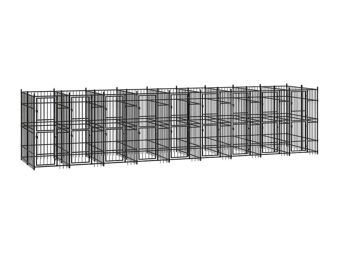 Jaula para perrera exterior animal pac para perros acero 16,59 m² negro 02_0041801