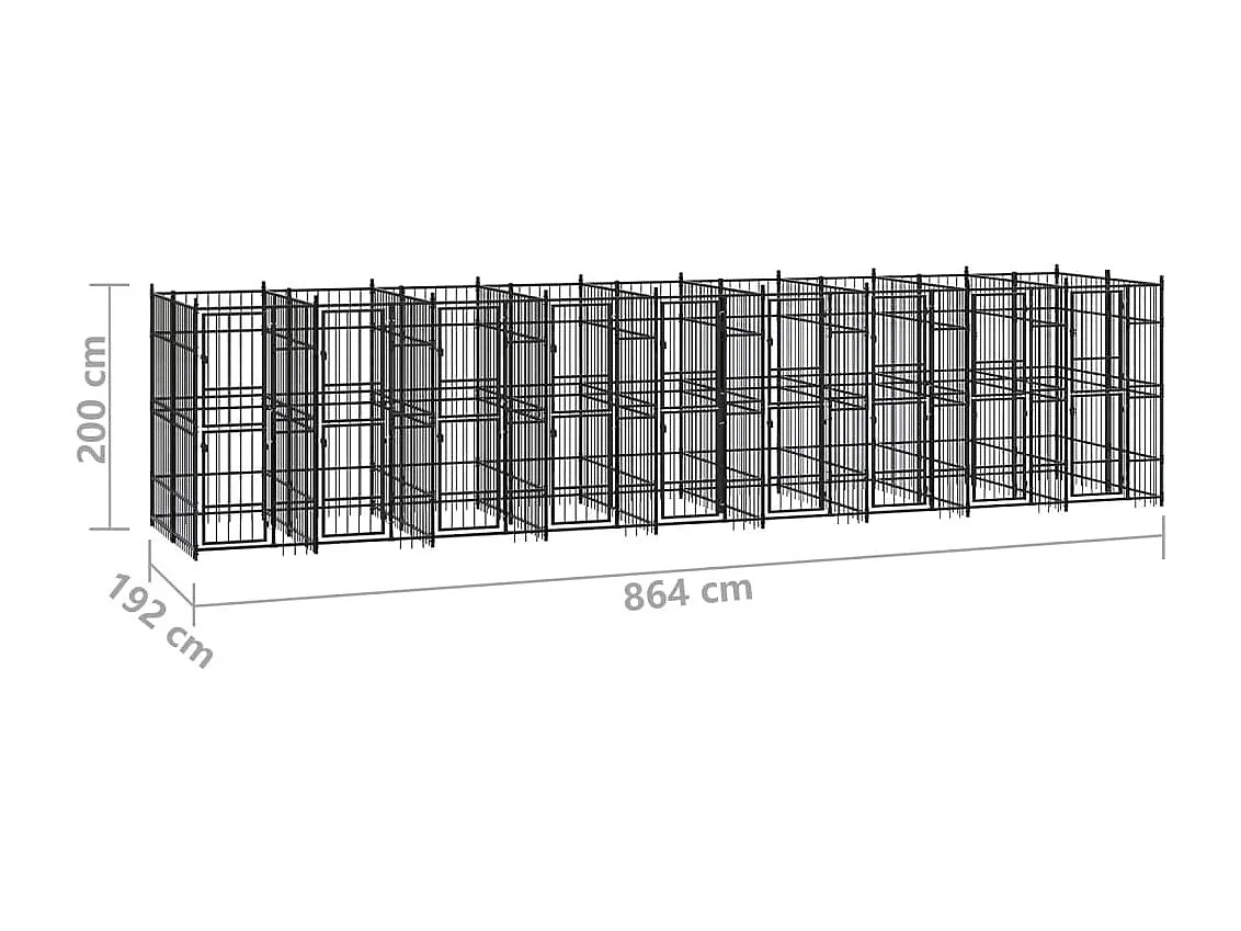 Jaula para perrera exterior animal pac para perros acero 16,59 m² negro 02_0041801